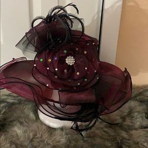 Burgundy and Black Hat